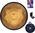 AS TEMAN HANDPAN, Handpan drum instrument in D Minor 9 Notes 440hz 22 inches Steel Hand Drum with Soft Hand Pan Bag, 2 handpan mallet,Handpan Stand,dust-free cloth,gold