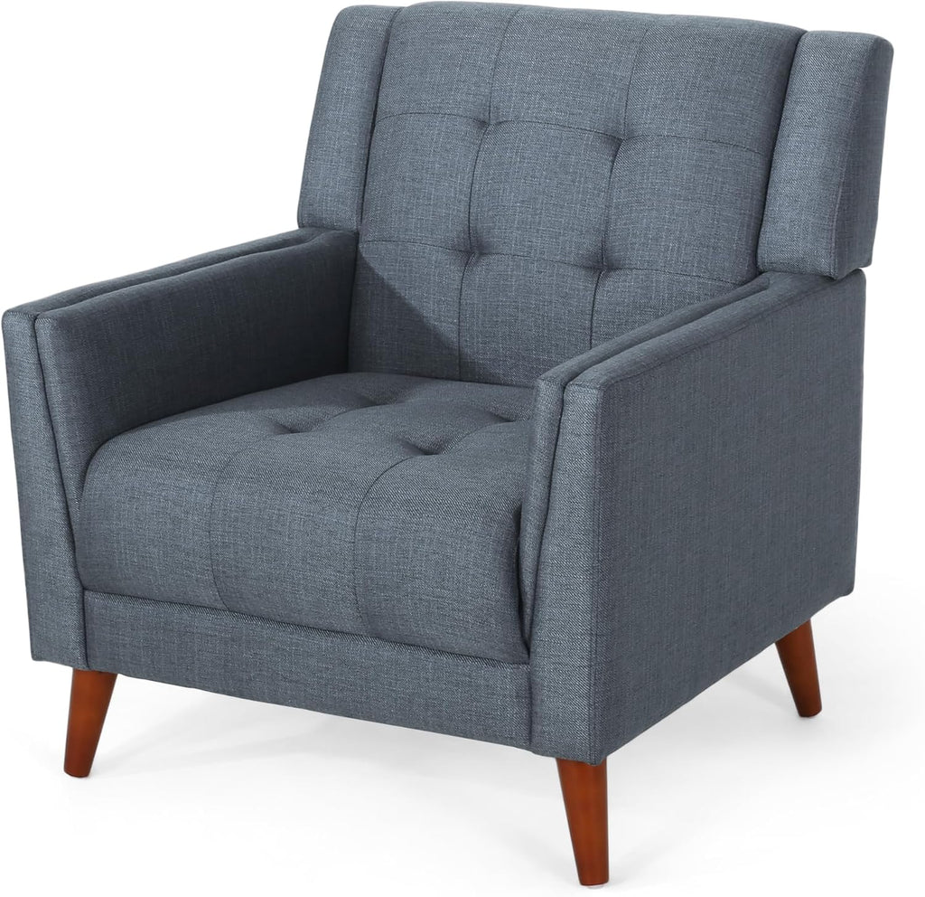 Christopher Knight Home Evelyn Mid Century Modern Fabric Arm Chair, Dark Gray, Walnut