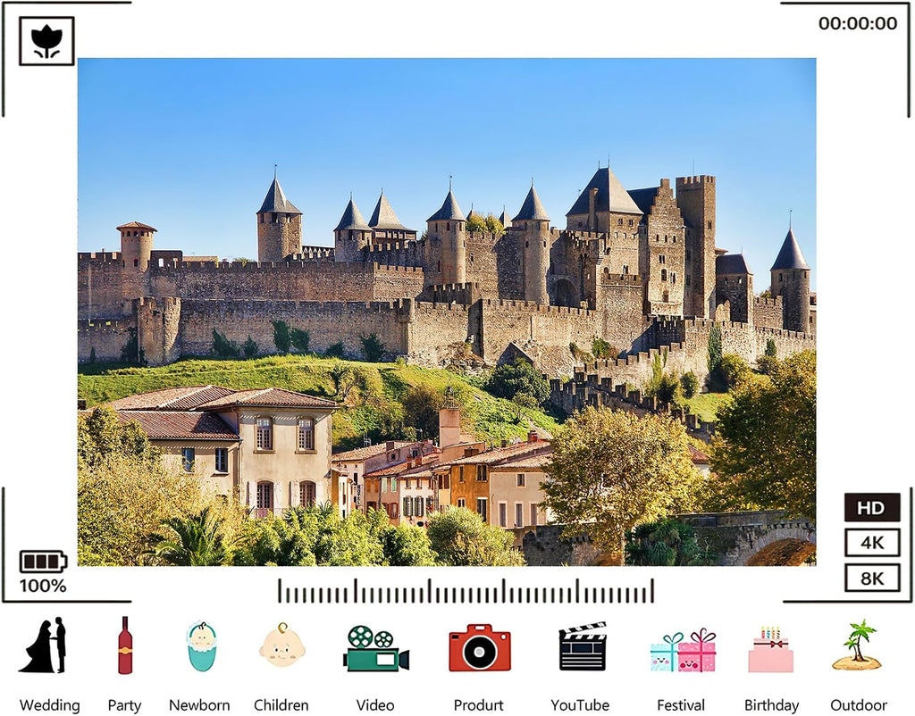 Trykid 20x10ft Medieval Fortified City Backdrop Stone Walls Turrets Terracotta Roofs Clear Blue Sky Photography Background Historical Renaissance Party Decoration Photo Booth Prop Fabric