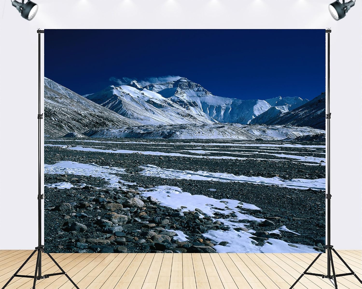 Trykid 20x10ft Glacial Valley Backdrop Snow Covered Peaks Rocky Terrain Clear Blue Sky Expansive Plains Photography Background Wedding Event Party Decoration Photo Booth Prop Fabric