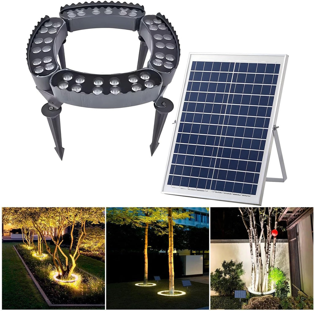 Garden Solar Lights, LED Solar Landscape Spotlights for Big Tree, Outdoor Ring Tree Light, Made to Last(Warm White Light,Pack of 4)