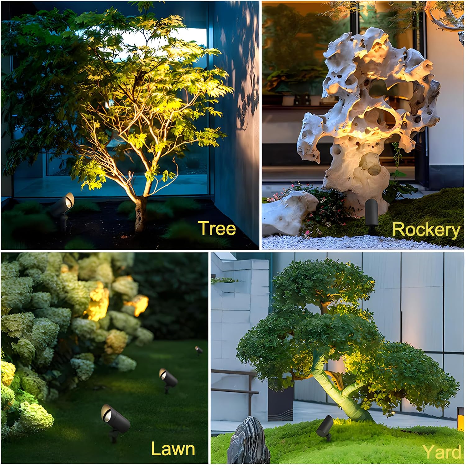 Landscape Spotlight Outdoor 30W Ultra Bright LED Spot Lights Outdoor 120V Waterproof Spot Lights Warm White Landscape Lighting with 5FT Cord with Plug for Flag Pole Tree Yard Garden (4Pack)