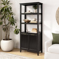 Bush Home 5 Shelf Bookcase with Doors, Fluted Tall Bookshelf Storage Cabinet with Open Shelves and Closed Storage for Living Room, Bedroom or Home Office Display, Camille Collection, Onyx Birch