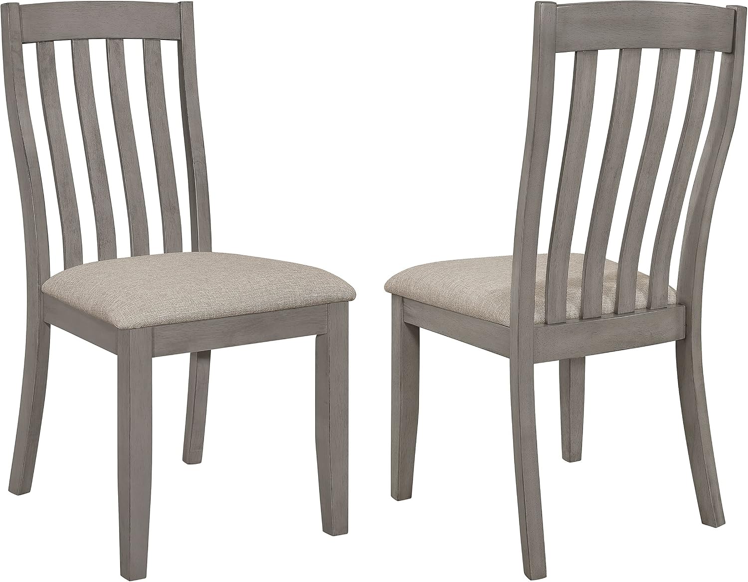 Coaster Home Furnishings - Nogales - Asian Hardwood - Set of 2 Dining Side Chairs with High Slatted Backs, Foam-Padded Seats and Tapered Legs - Dining Room and Kitchen - Coastal Gray - 109812