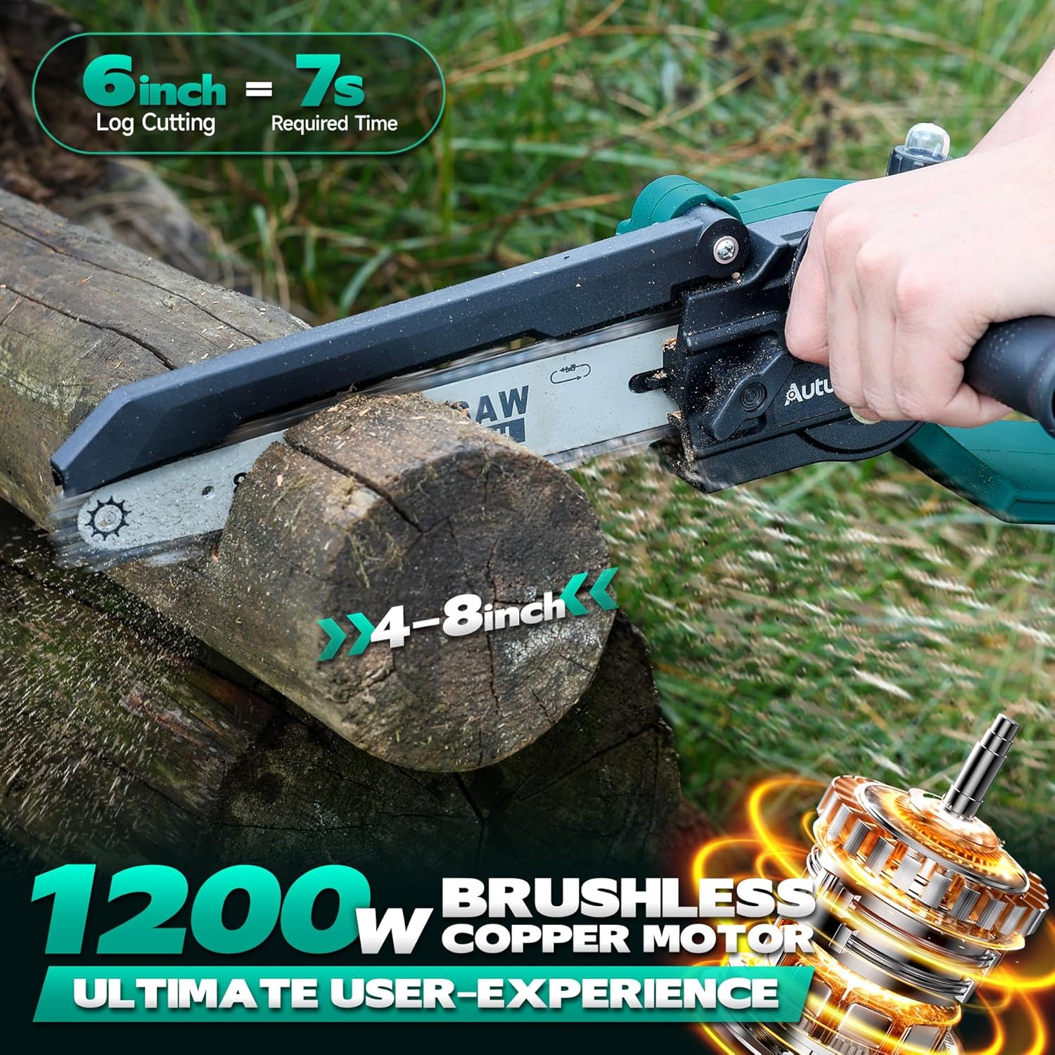 2-in-1 Cordless Pole Saw & 8'' Mini Chainsaw with Extension Pole for Tree Trimming,Electric Pole Chainsaw for Tree Branches with 2x4.0Ah Batteries, Auto Lubrication,Max15Ft Reach,Ideal Gift for Men.