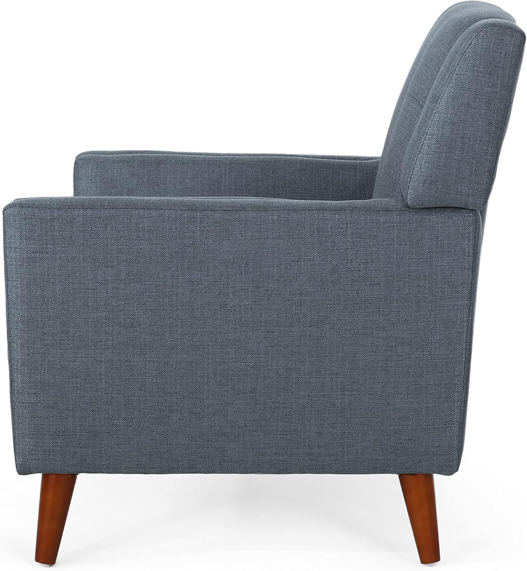 Christopher Knight Home Evelyn Mid Century Modern Fabric Arm Chair, Dark Gray, Walnut