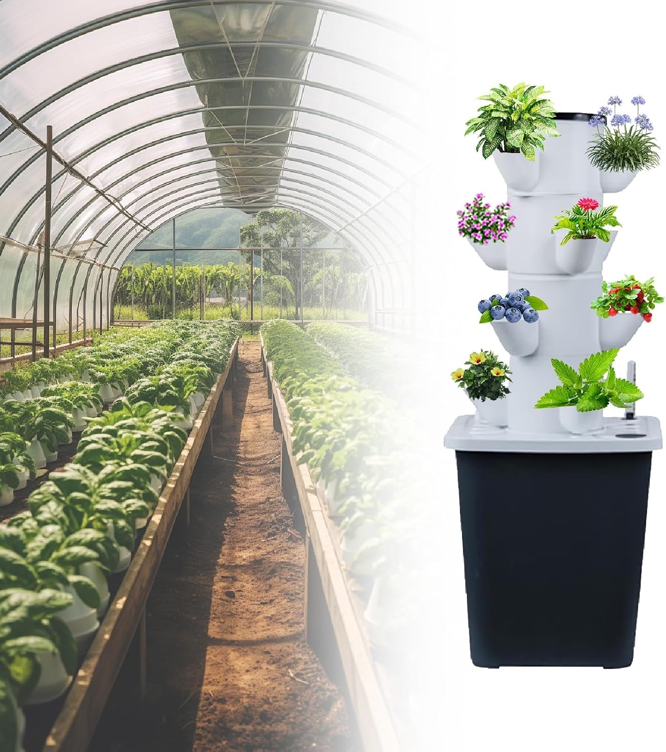 Hydroponics Growing System 30-Plant Kit: Indoor Vertical Farming Tower Home Gardening Essentials Aeroponic Tower for Herbs Fruits Vegetable(20holes)