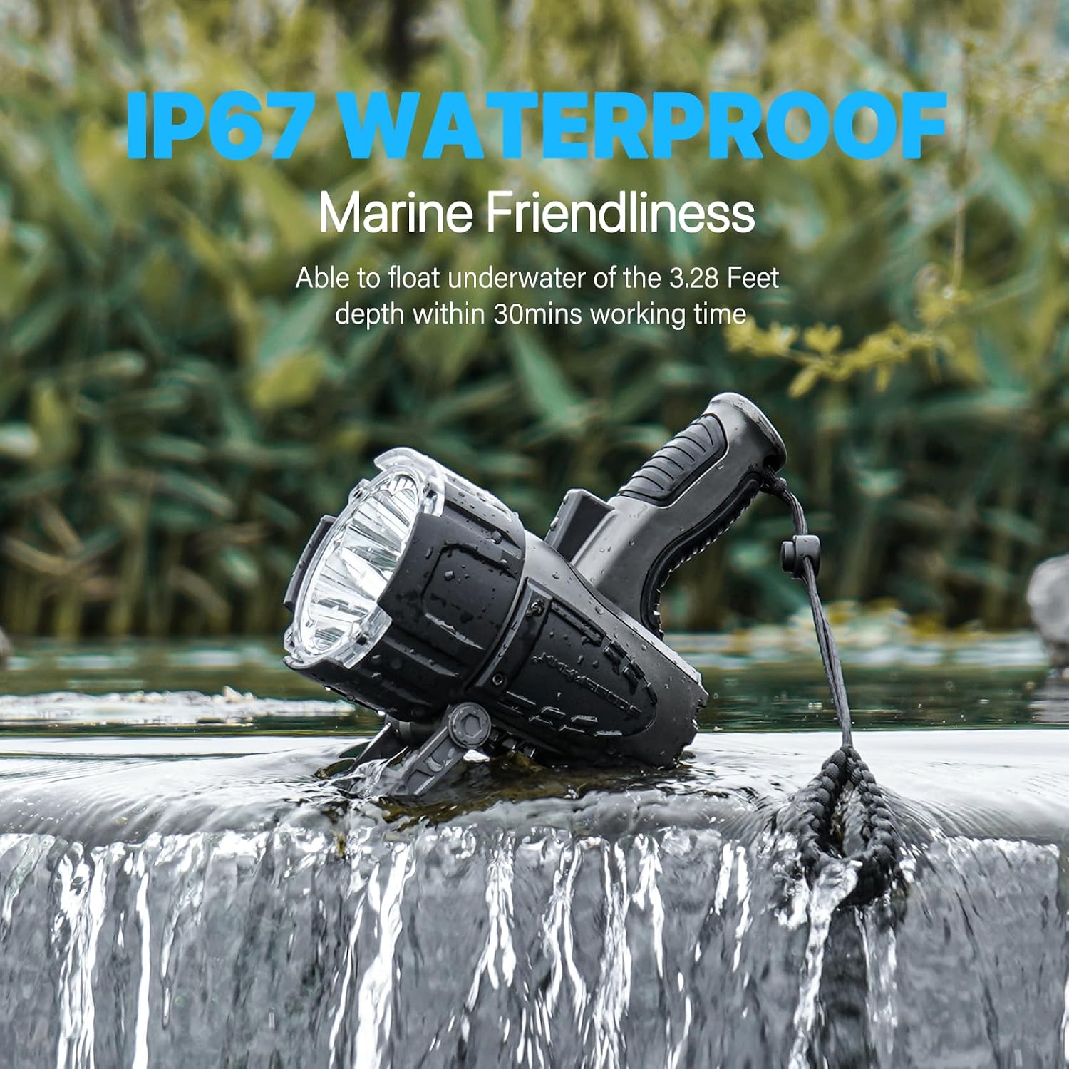 GOODSMANN Spotlight 10000 Lumen Waterproof Rechargeable Marine Spotlight LED Spotlights for Hunting with EVA Carrying Case 9903-C103-01A