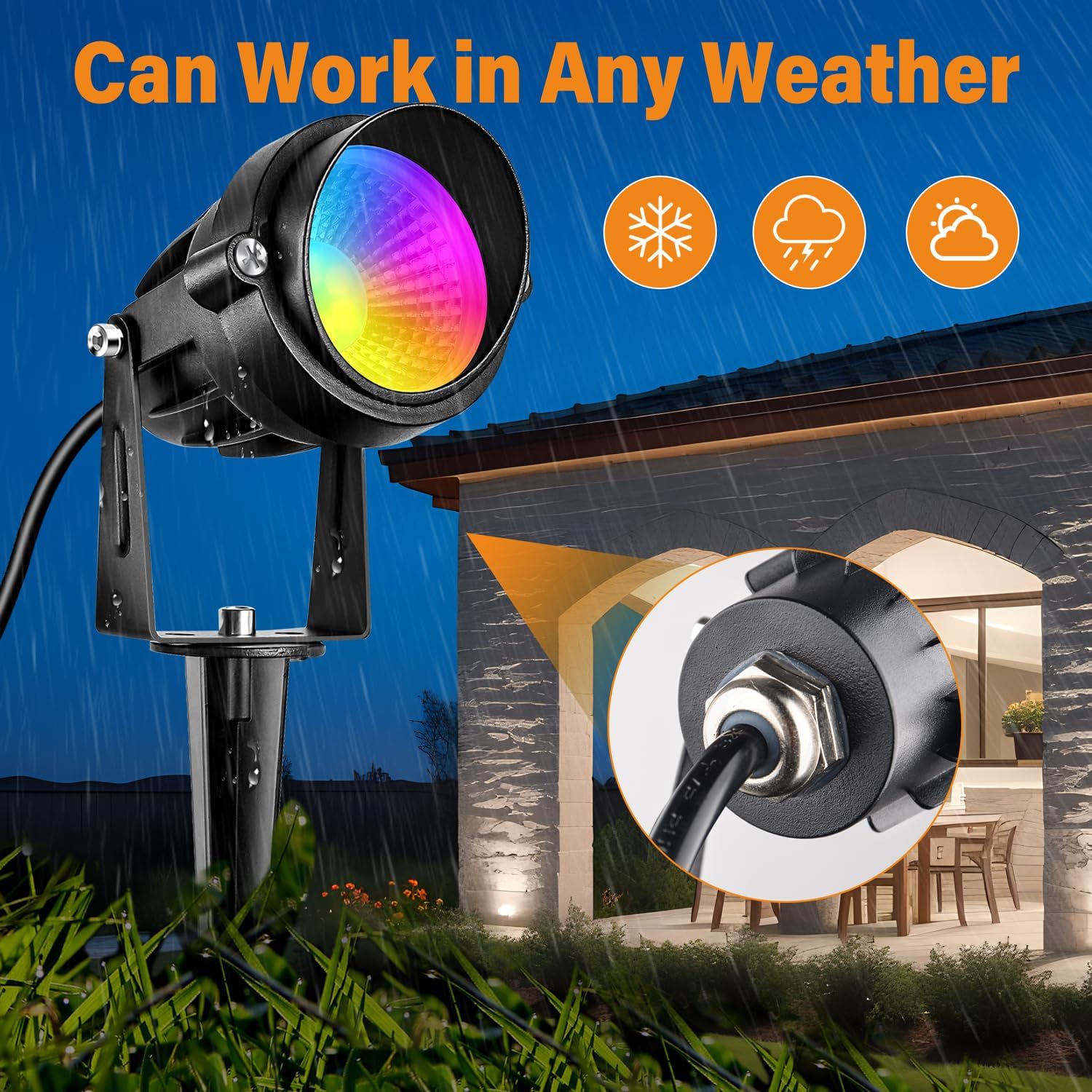 RGBW Low Voltage Landscape Lighting, 12V-24V Color Changing IP67 Waterproof Landscape Spotlights for Christmas Decorations Yard Tree Decorative (16)