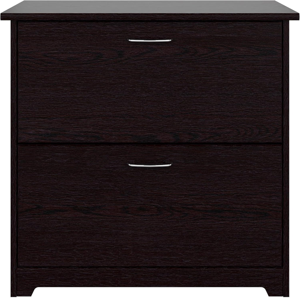 Bush Furniture Lateral File Cabinet - Cabot Collection 2 Drawer File Cabinet with Chrome Hardware | Elegant Filing Cabinet for Home Office, Letters, Legal and A4 Files | Espresso Oak