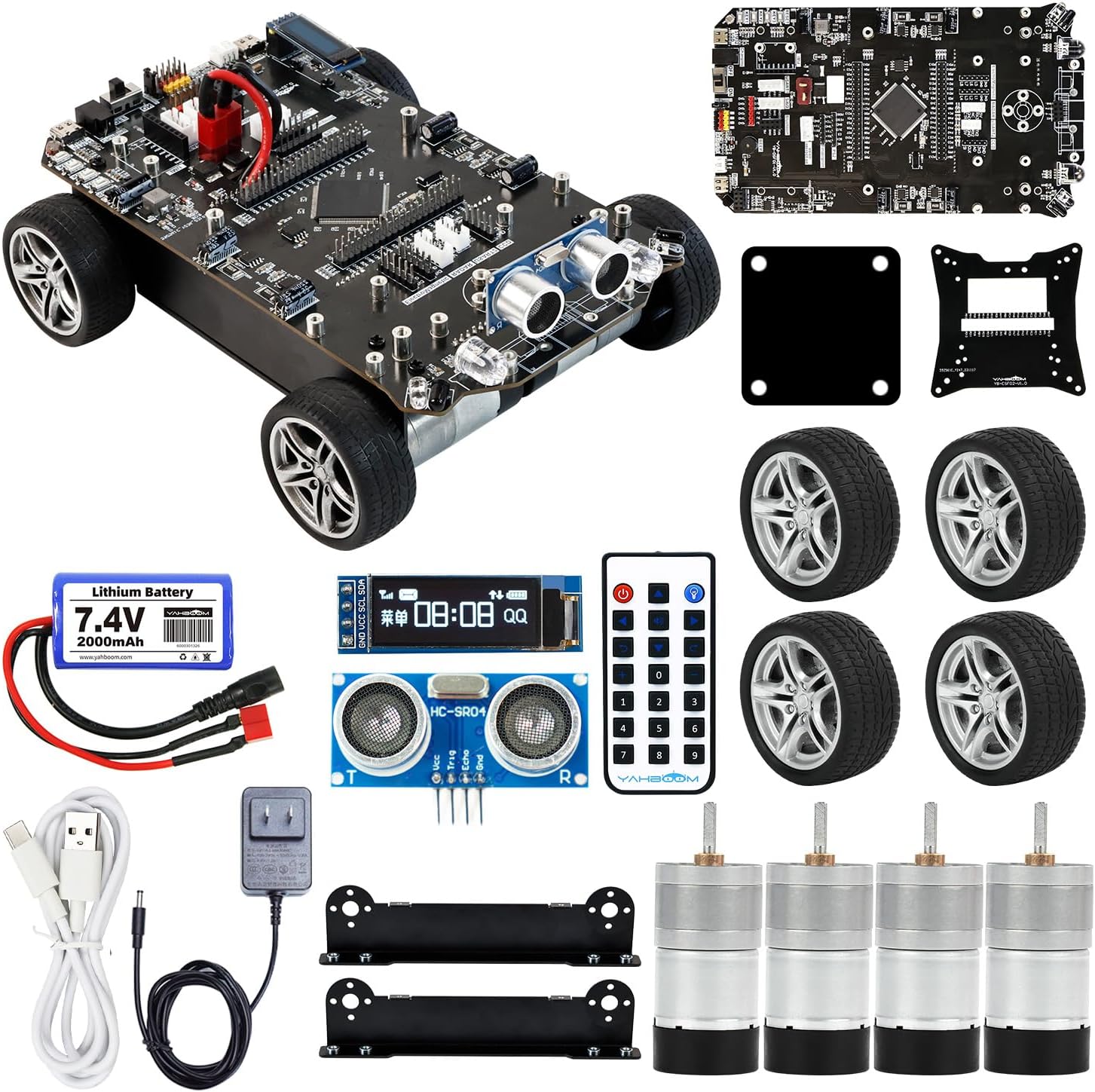 Yahboom STM32 Smart Car with Multifunctional Development 2in1 STM32F103ZET6 DIY Programming Electronics Project Ranging, Following, Line Patrol (Standard Kit)