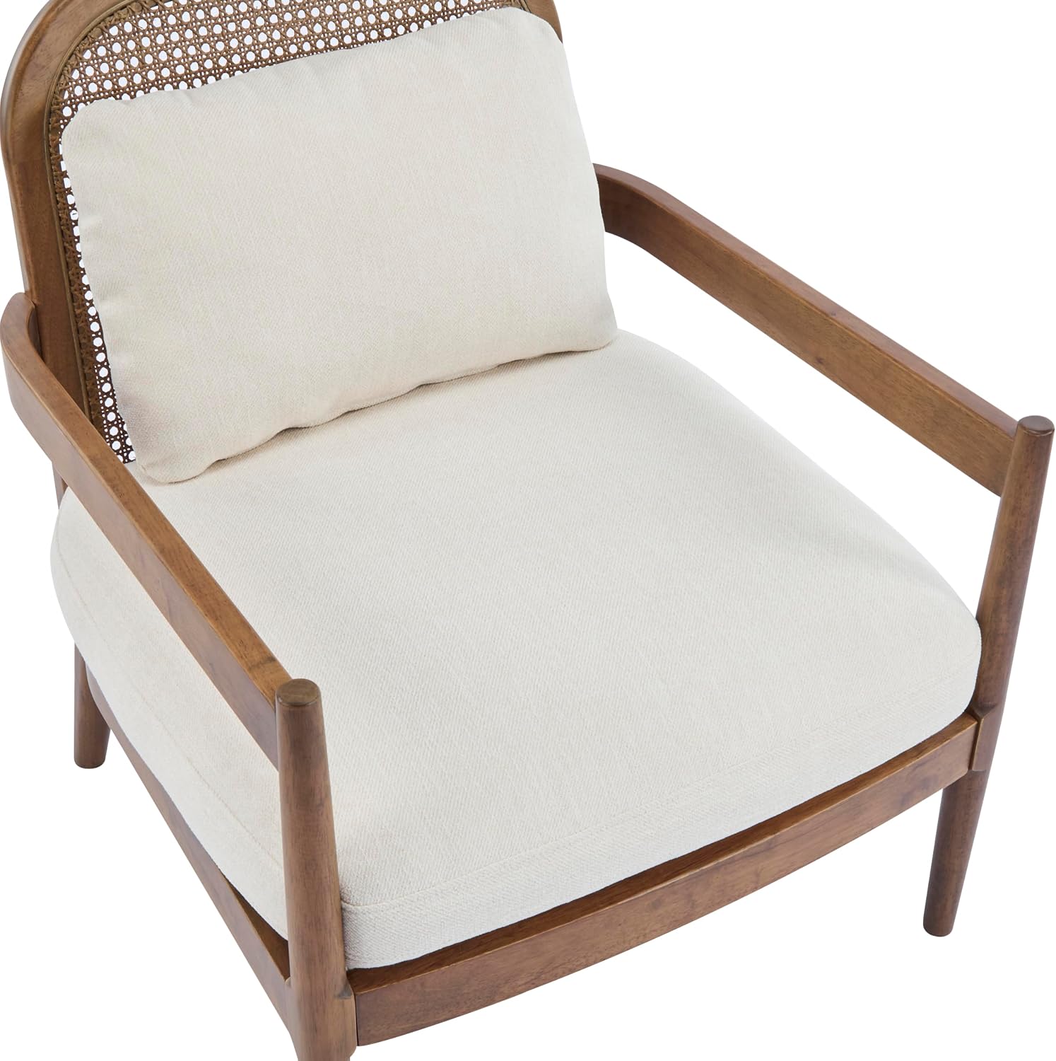 Christopher Knight Home Nadine Modern Club Chair Set of 2 with Cushion, Wooden Living Room Accent Chair with Rattan Open Back, Bedroom Comfy Reading Chair, Beige+Light Brown