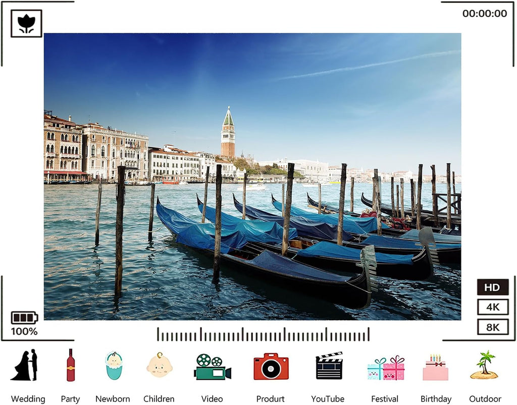 Trykid 20x10ft Venice Gondolas Backdrop Grand Canal Historic Buildings Clear Blue Sky Photography Background City Wedding Event Party Decoration Photo Booth Prop Fabric
