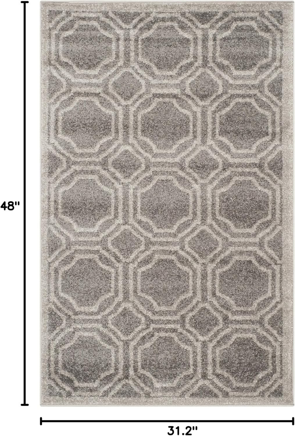 SAFAVIEH Amherst Collection Accent Rug - 2'6' x 4', Grey & Light Grey, Geometric Design, Non-Shedding & Easy Care, Ideal for High Traffic Areas in Entryway, Living Room, Bedroom (AMT411C)