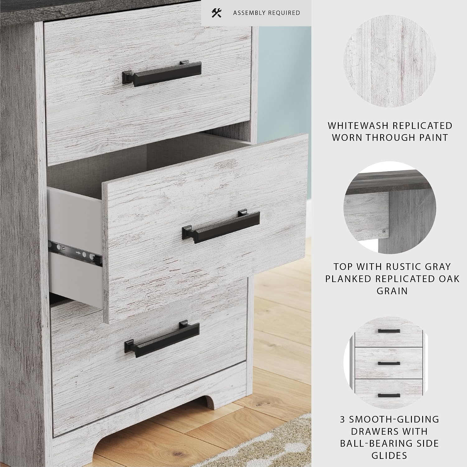 Signature Design by Ashley Shawburn Farmhouse 3-Drawer 54' Home Office Desk, White & Gray