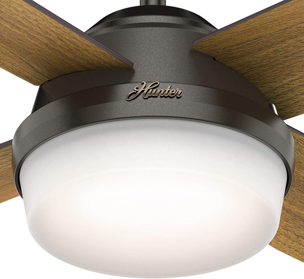 Hunter Fan 52 inch Contemporary Nobel Bronze Indoor Ceiling Fan with LED Light Kit and Remote Control (Renewed)
