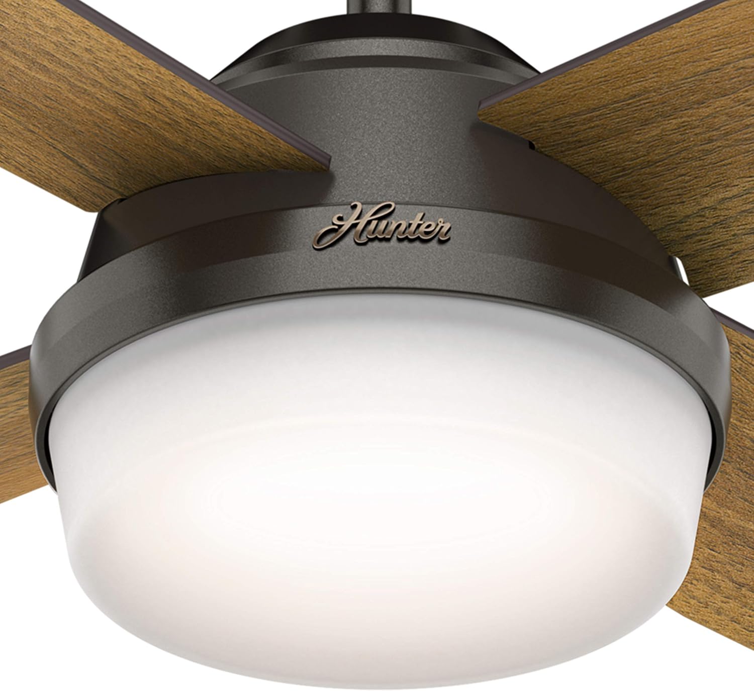 Hunter Fan 52 inch Contemporary Nobel Bronze Indoor Ceiling Fan with LED Light Kit and Remote Control (Renewed)