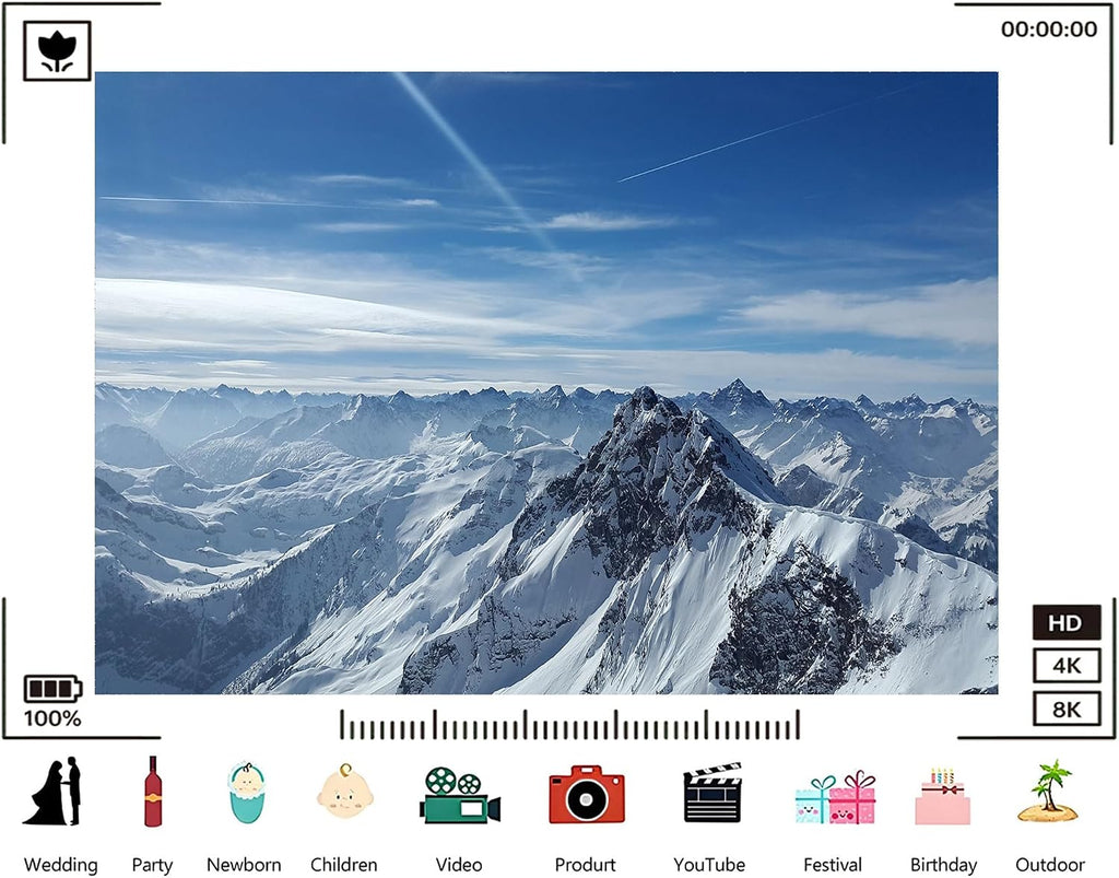 Trykid 20x10ft Snow Covered Alps Backdrop Aerial View Peaks Clear Blue Sky Winter Scene Photography Background Ski Themed Party Decoration Photo Booth Prop Fabric