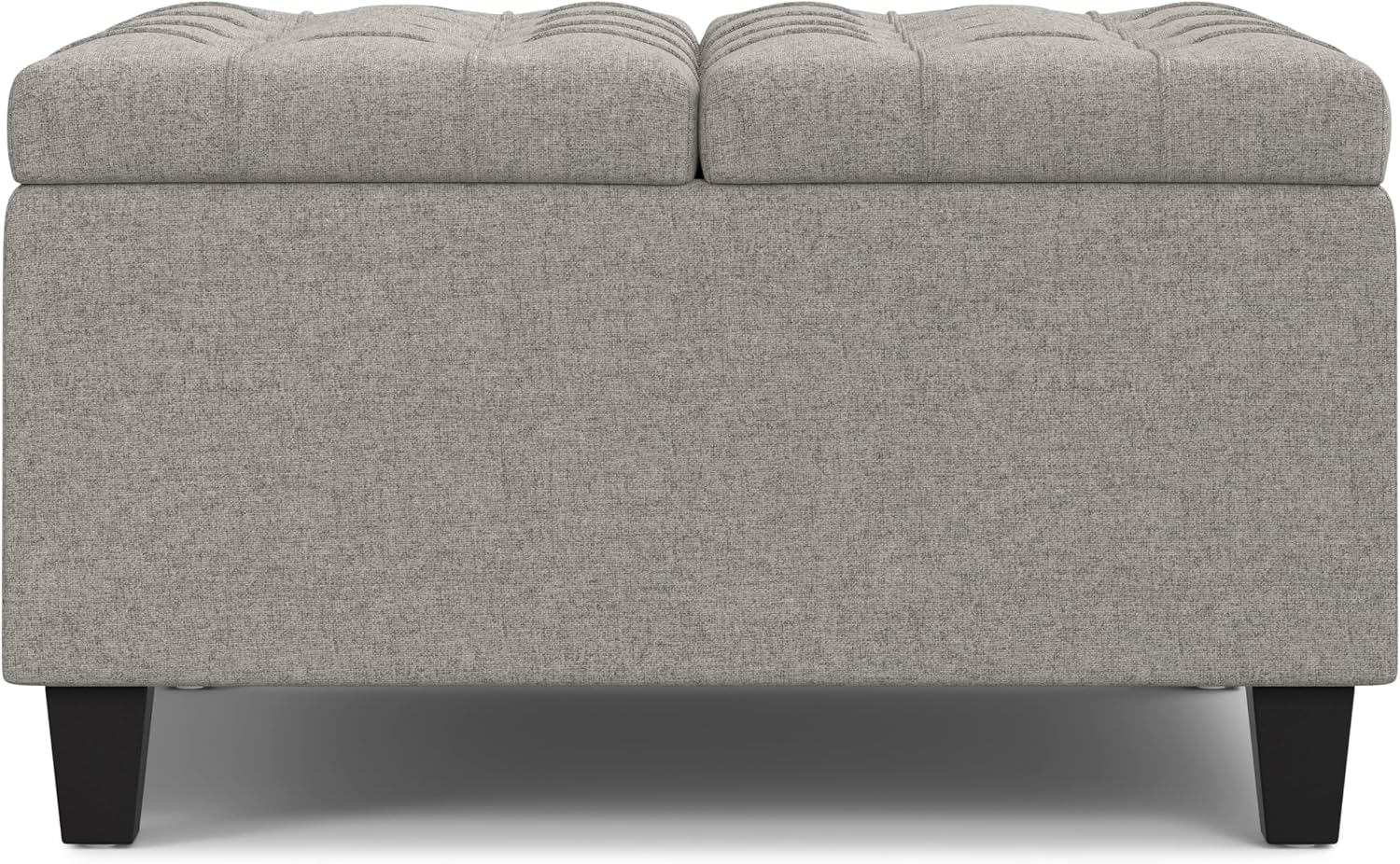 SIMPLIHOME Harrison Small Coffee Table Storage Ottoman - 30 inch Wide Upholstered Linen Look Fabric Square Lift-Top Ottoman in Cloud Grey, Transitional Ottoman for Living Room with Hidden Storage