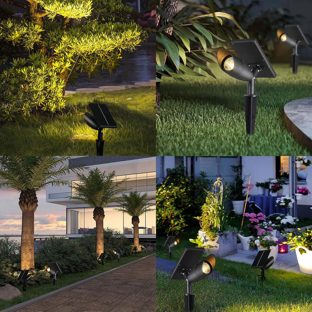 Solar SpotlightOutdoor, Waterproof, Led Lighting Waterproof Graden Lights,Solar Landscape Spotlight, Ground Lamp for Lawn Trees, Flag, Garden, Pond, Pathway, Pool Area Warm Light