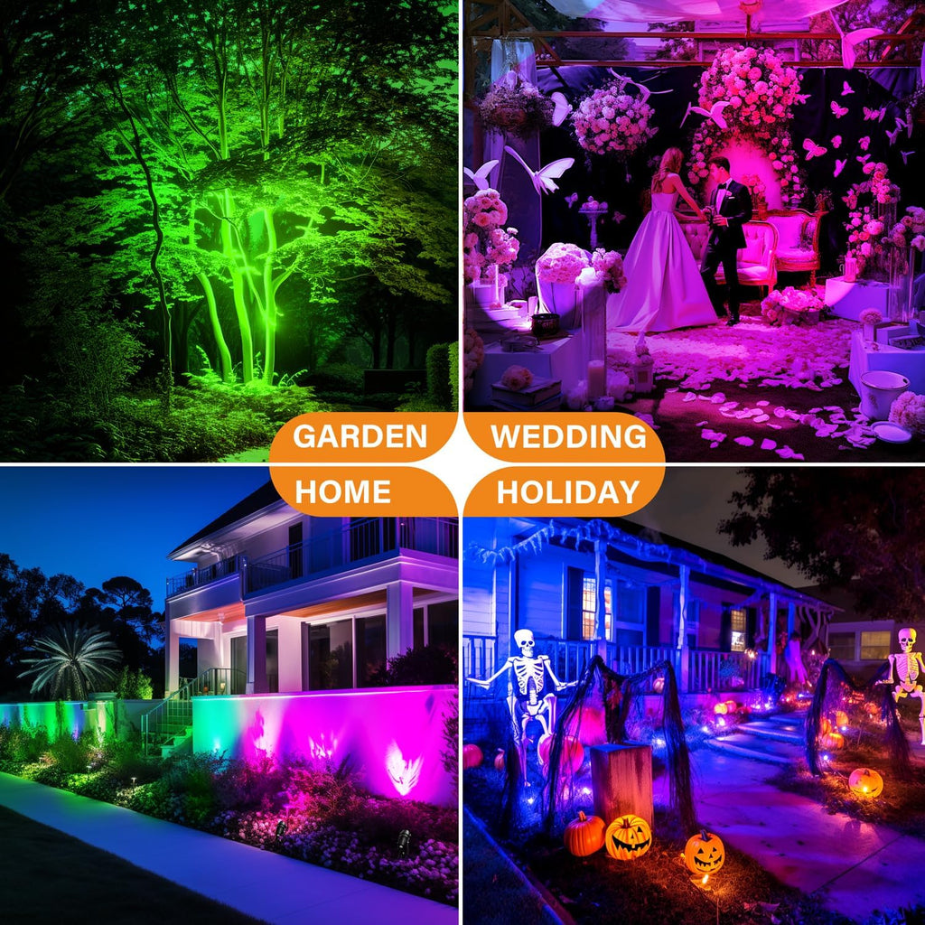 RGBW Low Voltage Landscape Lighting, 12V-24V Color Changing IP67 Waterproof Landscape Spotlights for Christmas Decorations Yard Tree Decorative (20 Pack)