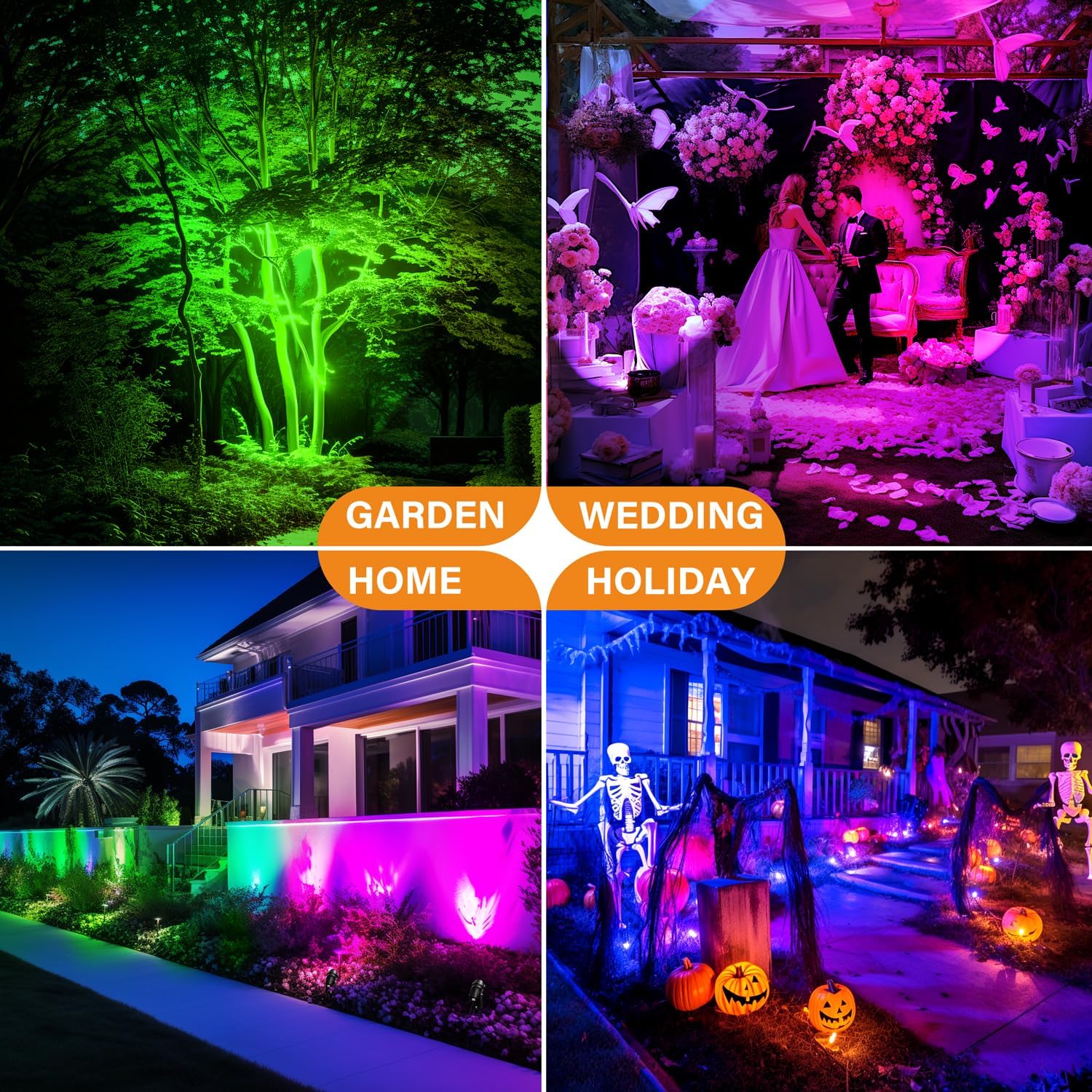 RGBW Low Voltage Landscape Lighting, 12V-24V Color Changing IP67 Waterproof Landscape Spotlights for Christmas Decorations Yard Tree Decorative (20 Pack)