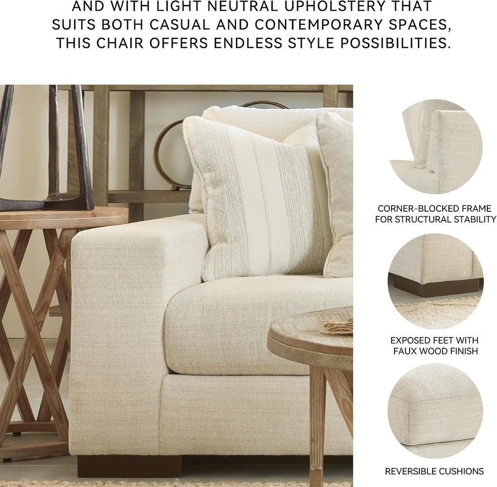 Signature Design by Ashley Maggie Contemporary Upholstered Chair and a Half, Beige