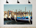 Trykid 20x10ft Venice Gondolas Backdrop Moored Poles Blue Covers Historic Italian Waterfront Photography Background Wedding Event Party Decoration Photo Booth Prop Fabric