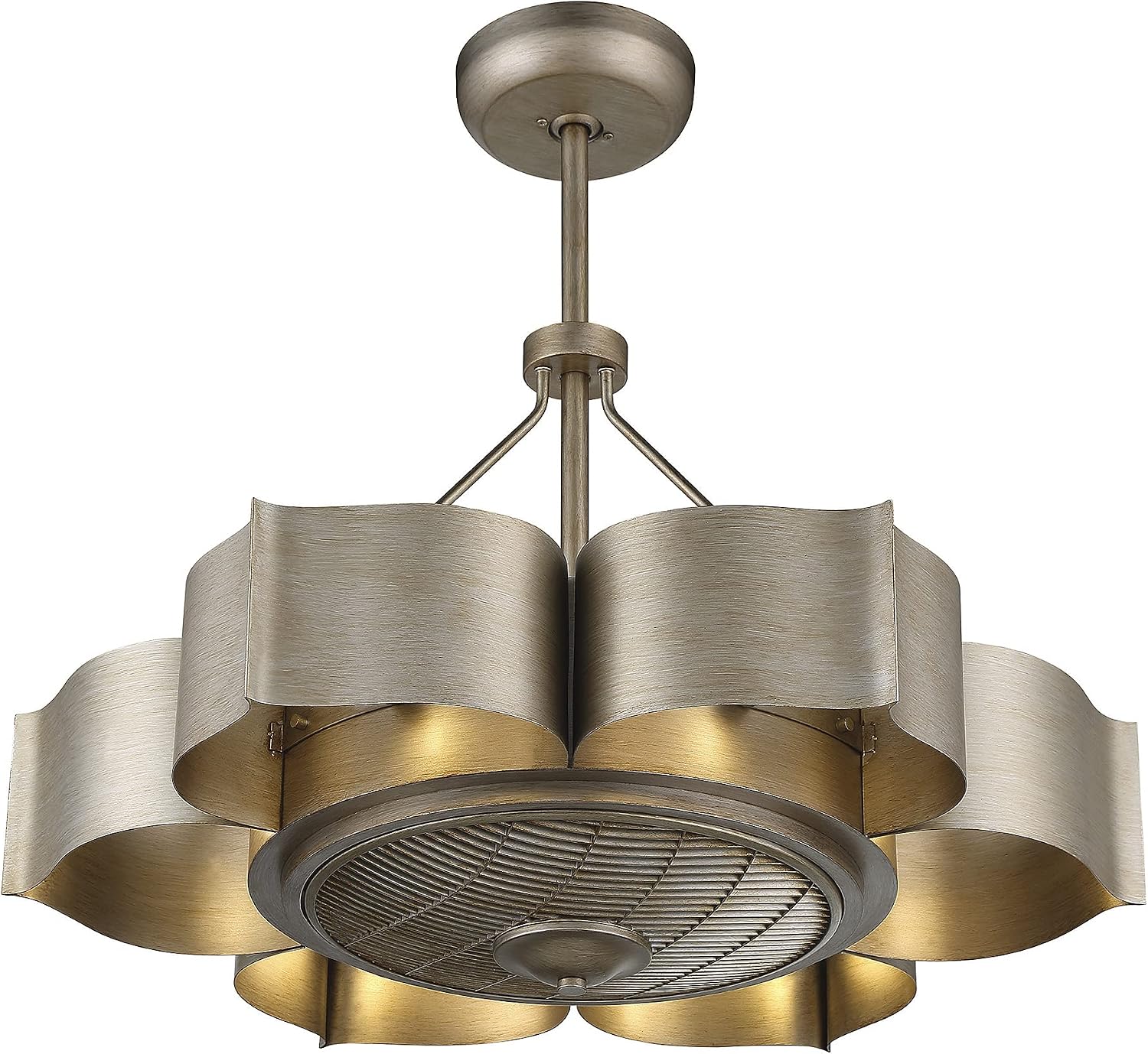 Savoy House 39-FD-125-53 Stockholm Bohemian Vintage Metal Fandelier Ceiling Fan with Remote, 6-Light 36 Total Watts, 23' H x 31' W, Silver Patina