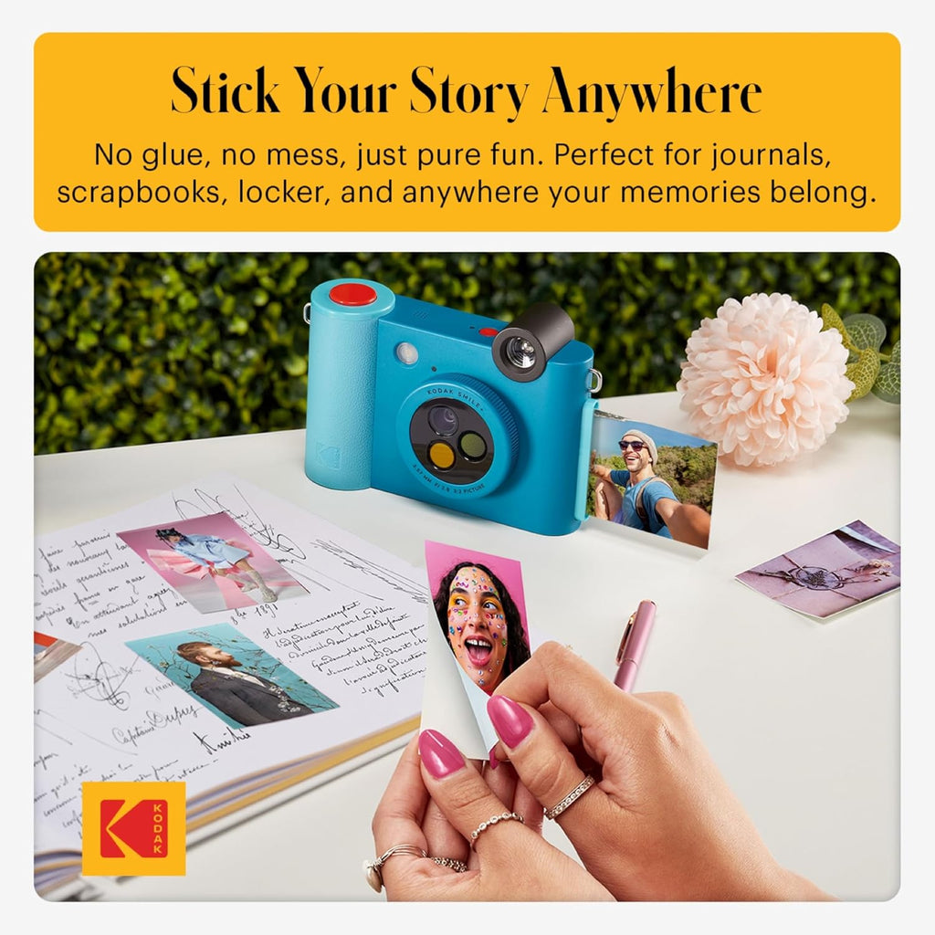 Kodak Smile+ 2-in-1 Digital Instant Print Camera & Photo Printer Gift Bundle + Case + Zink 2x3 Sticky Back Photo Paper 20pk + Album + Sticker Frames + Hanging Frames + Sticker Sets + Markers - Blue