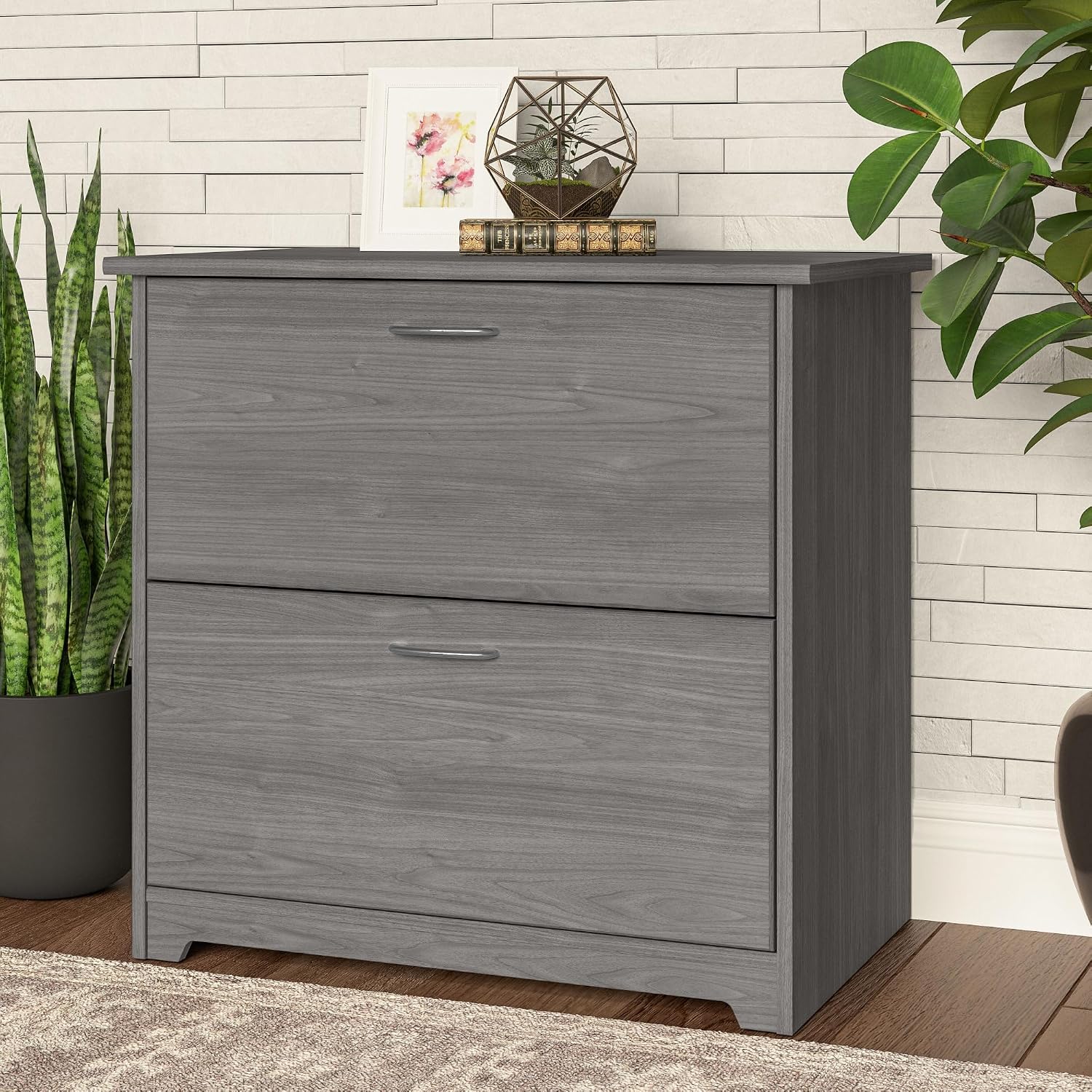 Bush Home Cabot 2 Drawer Lateral File Cabinet in Modern Gray, Home Office Chest for Letter, Legal, and A4-size Document Storage