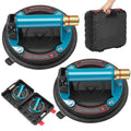 2 Pack Heavy Duty Vacuum Suction Cup with Metal Handle and Brass Pump, Hand-held Lifter for Glass, Granite, Window, 480lbs Load Capacity, Free Carrying Case