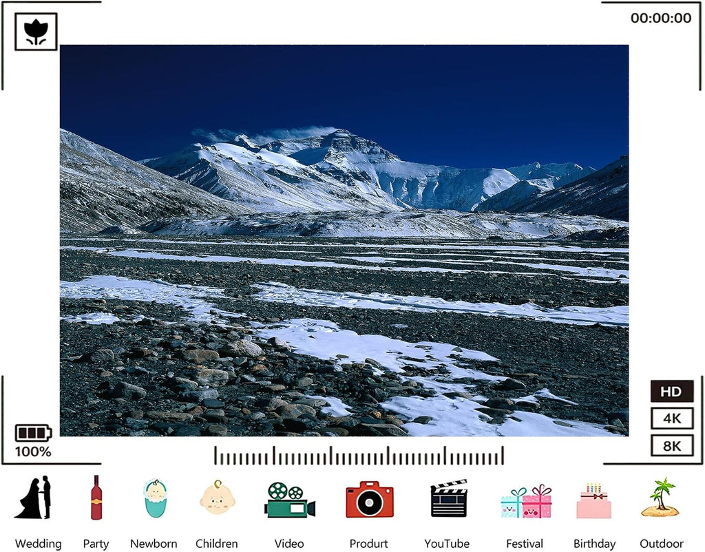 Trykid 20x10ft Glacial Valley Backdrop Snow Covered Peaks Rocky Terrain Clear Blue Sky Expansive Plains Photography Background Wedding Event Party Decoration Photo Booth Prop Fabric