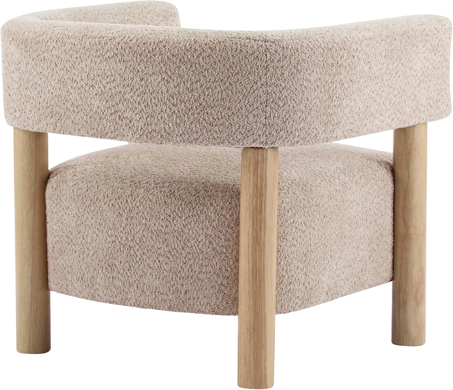 Christopher Knight Home Carly Low Profile Accent Chair, Round Backrest Side Chair, Living Room Armchair with Boucle Fabric Cushion, Comfy Reading Chair for Bedroom, Wooden Single Lounge Sofa, Wheat