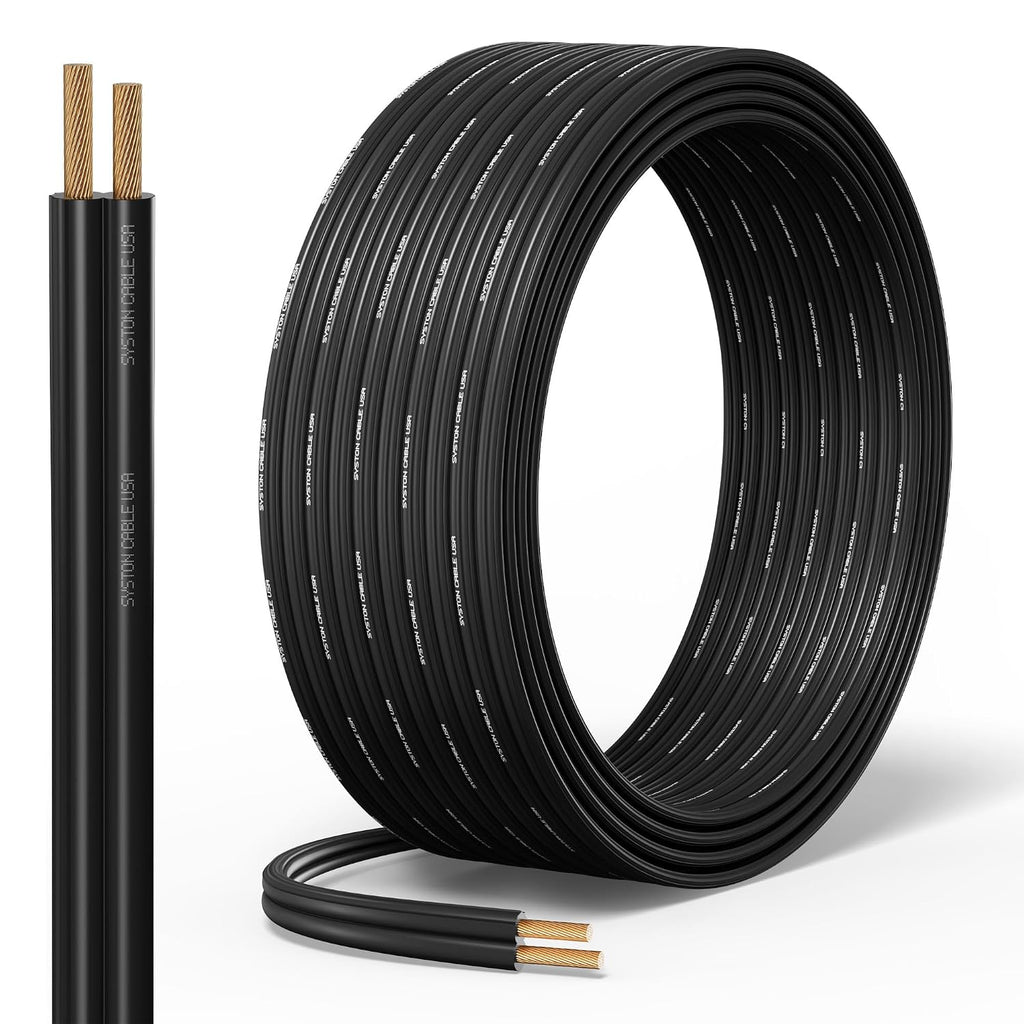 SYSTON 10/2 Low Voltage Landscape Lighting Direct Burial Stranded Wire Cable, 10 Gauge 2 Copper Conductors for Outdoor Spotlight Pathway Lighting and More Low Voltage Applications Use - 250 FT