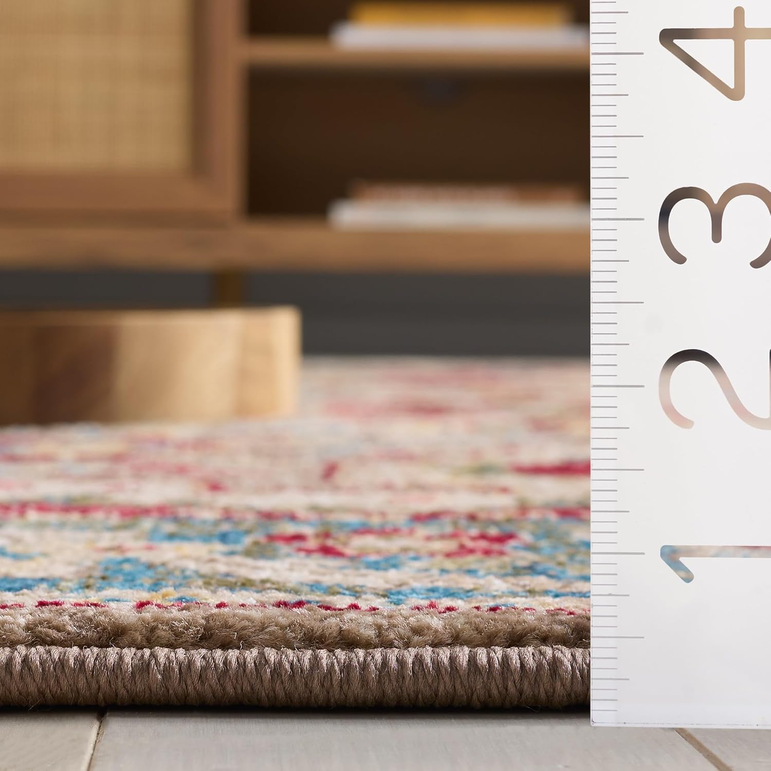 SAFAVIEH Kashan Collection Area Rug - 5'1' x 7'5', Taupe & Blue, Traditional Oriental Design, Non-Shedding & Easy Care, Ideal for High Traffic Areas in Living Room, Bedroom (KSN307E)