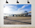 Trykid 20x10ft Commercial Jet On Tarmac Backdrop Airport Terminal Clear Blue Sky Modern Aviation Photography Background Travel Themed Farewell Event Party Decoration Photo Booth Prop Fabric
