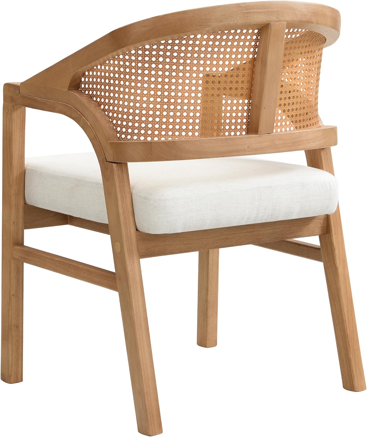 Christopher Knight Home Faritel Modern Wooden Dining Chairs Set of 2, Fabric Upholstered Kitchen Side Armchairs, Living Room Comfy Reading Chair with Curved Rattan Back, Natural Oak+Beige