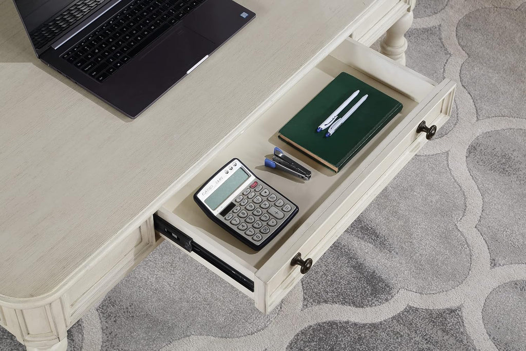 OSP Home Furnishings Country Meadows 48 Inch Writing Desk with Drawer, Antique White