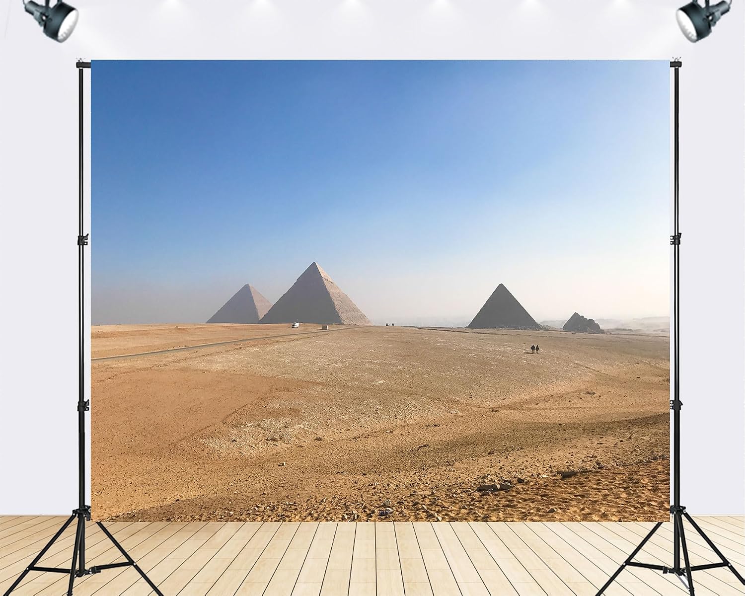 Trykid 20x10ft Ancient Desert Pyramids Backdrop Clear Blue Sky Sandy Plains Distant Horizon Photography Background Historical Party Decoration Photo Booth Prop Fabric