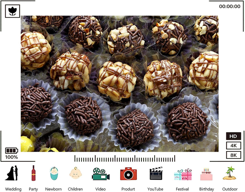 Trykid 20x10ft Nutty Chocolate Treats Backdrop Sprinkled Truffles Peanut Clusters Clear Wrappers Photography Background Dessert Birthday Wedding Party Decoration Photo Booth Prop Fabric