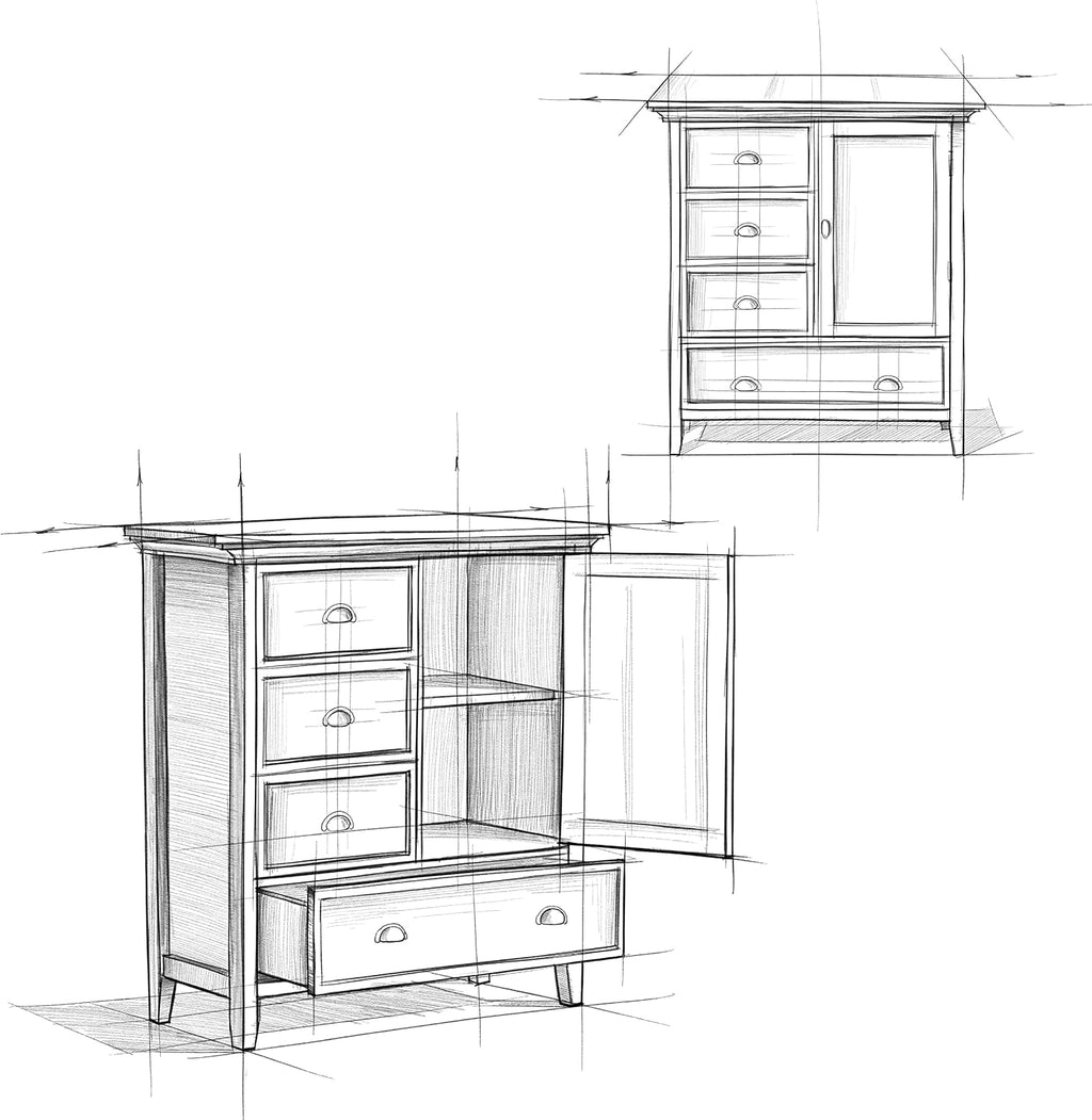 SIMPLIHOME Redmond Storage Cabinet - 39 inch Wide Solid Wood Medium Storage Cabinet in Farmhouse Grey, Transitional Accent Cabinet for Entryway or Living Room with 4 Drawers and Cabinet Storage