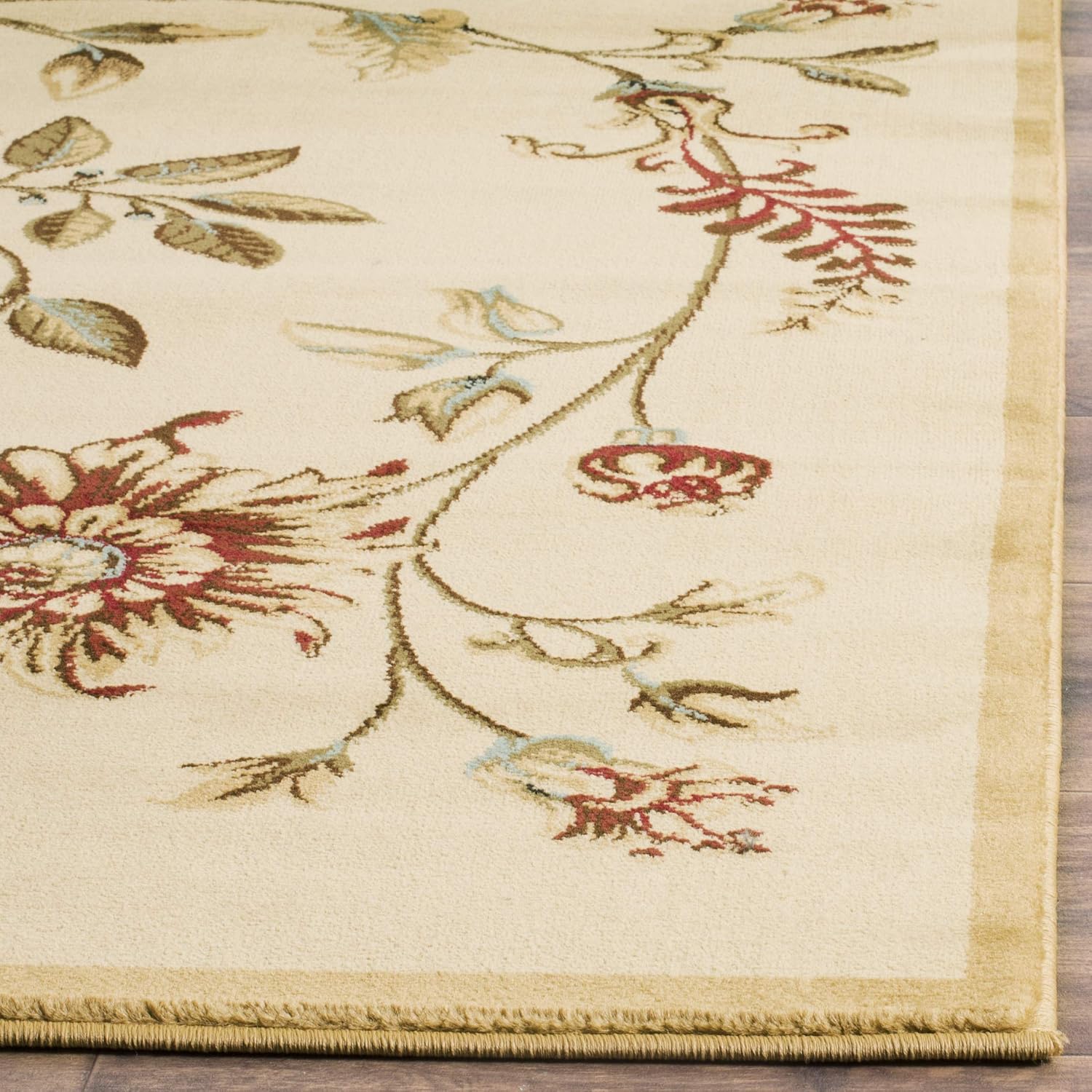 SAFAVIEH Lyndhurst Collection Area Rug - 5'3' x 7'6', Ivory & Multi, Traditional Floral Design, Non-Shedding & Easy Care, Ideal for High Traffic Areas in Living Room, Bedroom (LNH552-1291)