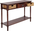 SAFAVIEH Home Collection – Christa Cherry Console Table with Rattan Drawers & Shelf, Coastal Cottage Storage Console, Vintage Design (AMH5737C)