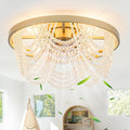 Dawn Whisper 20 Inch Gold Fandelier Ceiling Fans with Lights Flush Mount Low Profile Crystal Chandelier Fans for Bedroom Kids Room