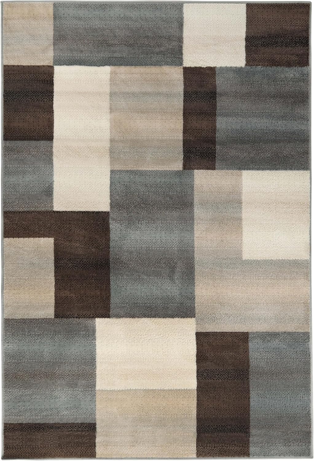 Superior Indoor Area Rug, Jute Backing, Home Decor for Bedroom, Living Room, Office, Kitchen, Hallway, Floor Cover, Patchwork, Color Block, Plush, Clifton Collection, 9' x 12', Grey