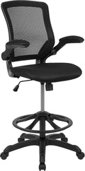 Flash Furniture Kale Mid-Back Swivel Office Chair with Adjustable Foot Ring, Lumbar Support, and Seat Height, Ergonomic Mesh Executive Chair, Black
