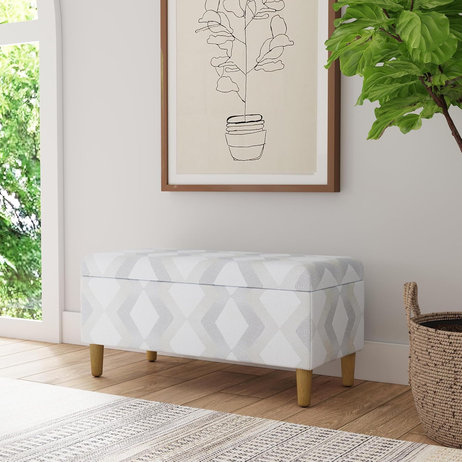 HomePop Malmo 36' Storage Bench - Natural Woven Geo