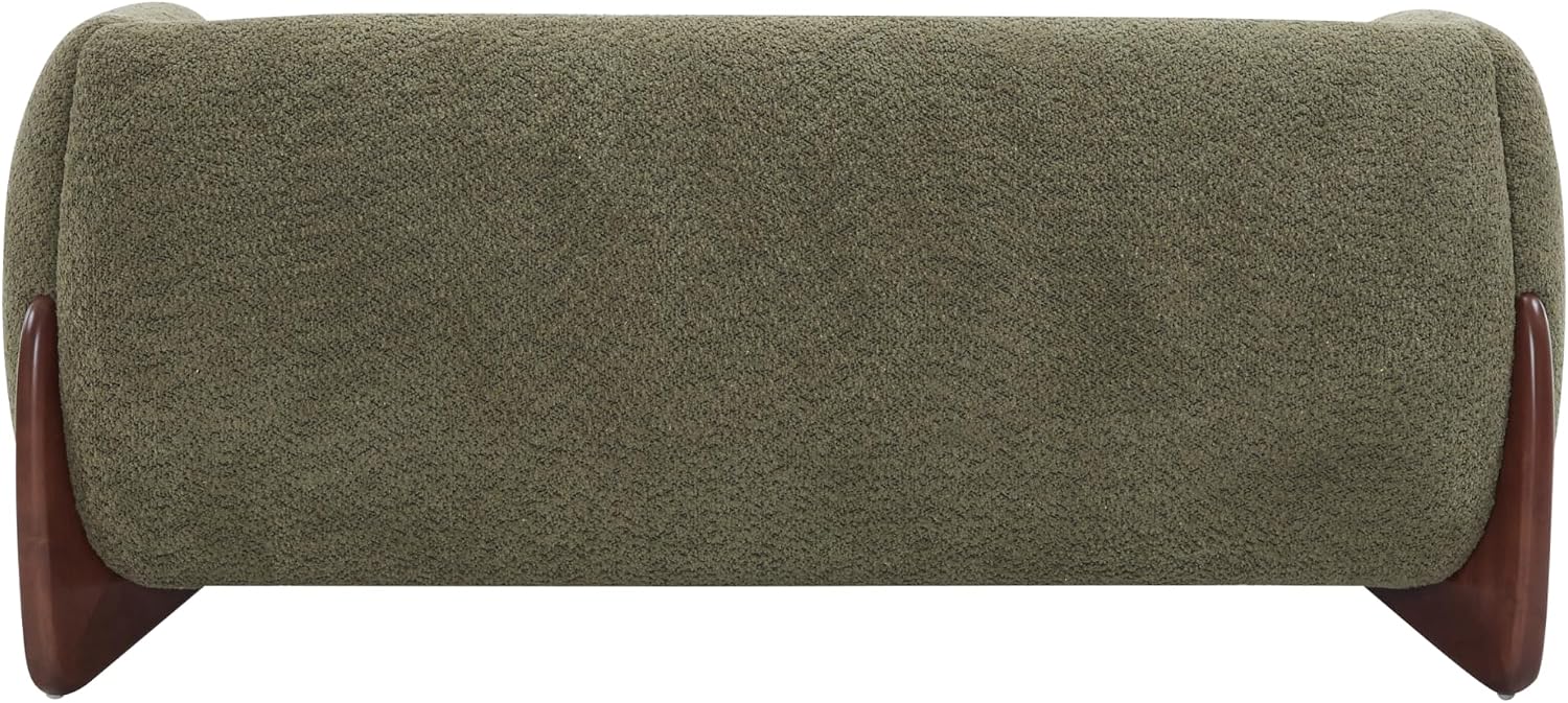 Christopher Knight Home Alma 63' Boucle Loveseat with Wood Legs, 2 Seater Sofa Couches for Living Room, Upholstered Couch Chair, Soft Seating Lounge Sofa Chair, Cozy Loveseat with Armrest, Olive Green