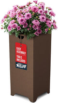 Tarter Pedestal Modern Planter for Outdoor Plants with Tools Included - 30 in. H x 13.5 in. L x 13.5 in. W - Large Raised Garden Bed Planter Box with Galvanized Steel - Lawn & Gardening Essentials